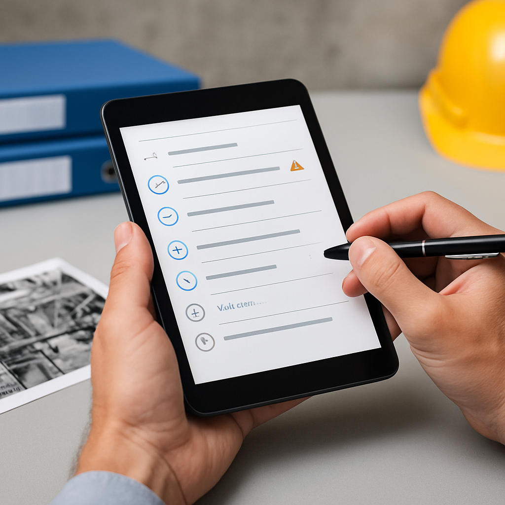 Digital checklist on tablet